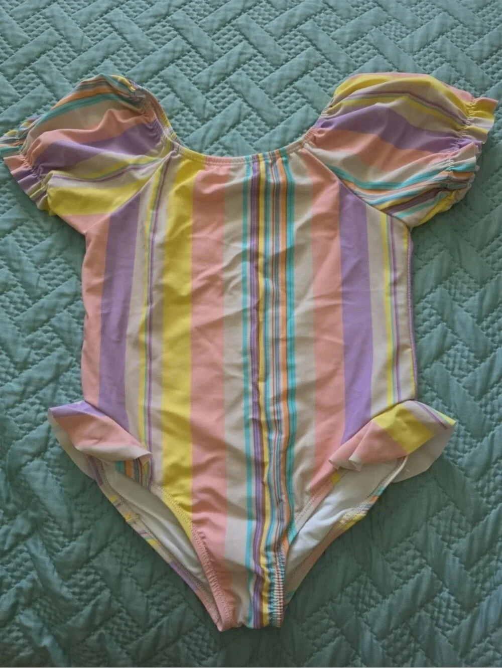 Kids Pastel Rainbow Stripe One-Piece Swimsuit